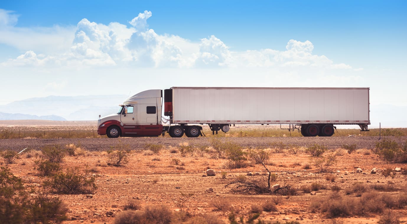 Truck running fast on US highway